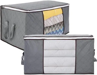 Immagine prodotto di Borsa portaoggetti Ibbenzoa® da 90 litri, set da 2 – 60 x 44 x 35 cm, realizzata in tessuto non tessuto a tre strati, con maniglia rinforzata, finestra trasparente e struttura a doppio strato