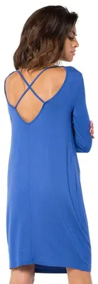 Produktbild von Kleid klassisch Mini-Kleid Rückenfreies Langarmkleid Top; Blau L/XL 40/42