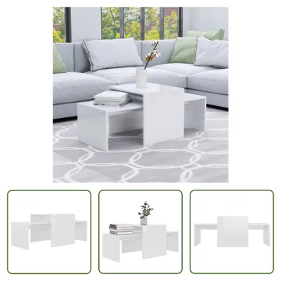 Obrázek produktu pro Sada konferenčních stolků The Living Store vysoce lesklá bílá 100x48x40 cm materiál na bázi dřeva