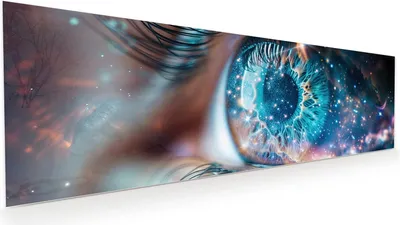 Produktbild von Glasbild 120x40cm in XXL für Wohnzimmer, Schlafzimmer Motiv Galaktisches Auge