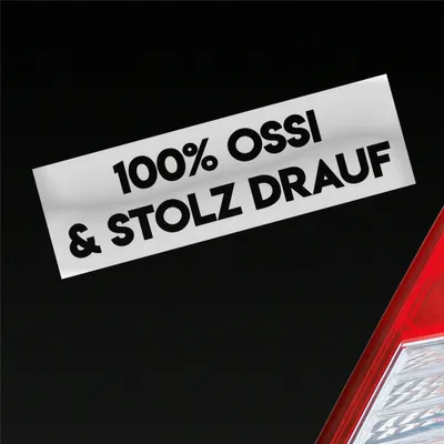 Produktbild von Auto Aufkleber 100% Prozent Ossi und stolz Drauf 20x6 cm Silber Sticker Heckscheibenaufkleber
