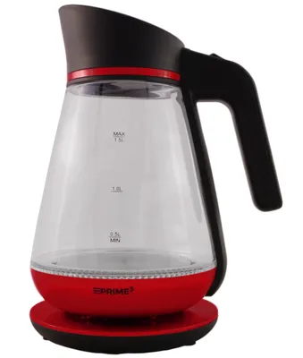 Produktbild von PRIME3 SEK51RD, 1,5 l, 2200 W, Rot, Transparent, Glas, Wasserstandsanzeige