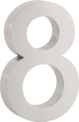 Obrázek produktu pro Domovní číslo "8" z nerezové oceli Zelsius, 13 x 20 cm, stříbrné