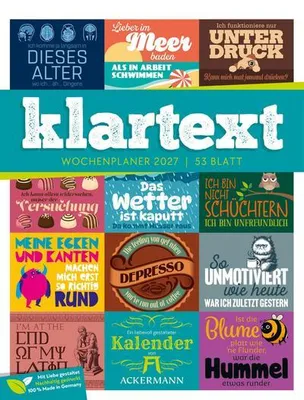 Produktbild von Klartext Sprüchekalender Wochenplaner 2027