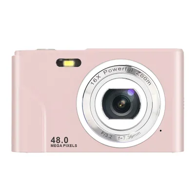 Produktbild von AIORBER Digitalkamera,48MP HD Kompaktkamera, mit 16x Digitalzoom, 2,4 Zoll IPS-Display, tragbar & leicht, 32GB Speicherkarte Digitalkameras, Rosa