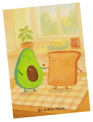 Produktbild von Mr. & Mrs. Panda Grußkarte Avocado Toast Design - Weiß - Geschenk, Ansichtskarte, Postkarte, Liebe, Postkarten, Freundin, bildkarte, Hochzeit, Ansichtskarten