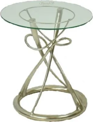 Produktbild von Casa Padrino Designer Esstisch Silber Ø 71 x H. 70 cm - Runder Esszimmertisch mit Glasplatte - Luxus Qualität