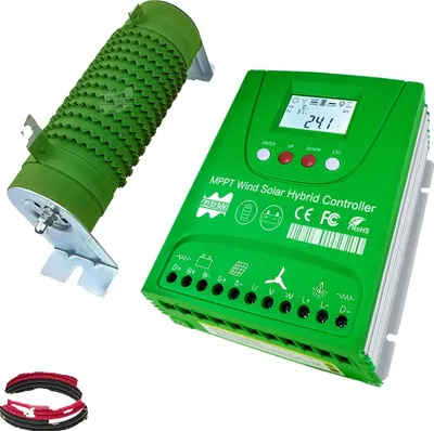 Obrázek produktu pro Hybridní větrně-solární regulátor nabíjení, kompatibilita se systémy 12V/24V, využitelný výkon 1000W, WIND1000 Solar1000W, AUTO 12V 24 V, externí větrně-solární hybridní systém