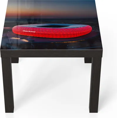Produktbild von DEQORI Couchtisch 55x55 cm Schwarz 'Allianz Arena, München' Glas Beistelltisch