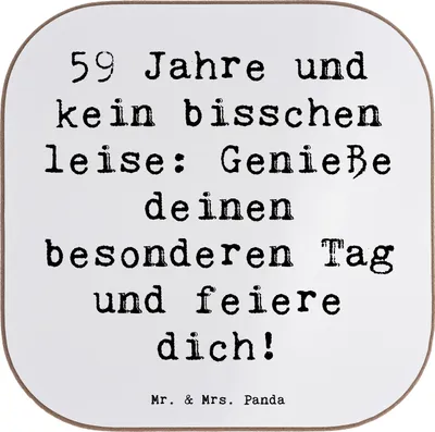Produktbild von Mr. & Mrs. Panda Untersetzer für Gläser Spruch 59. Geburtstag Feier - Weiß - Geschenk, Tischuntersetzer, Flaschenuntersetzer, gläseruntersetzer, Geburtstagsgeschenk