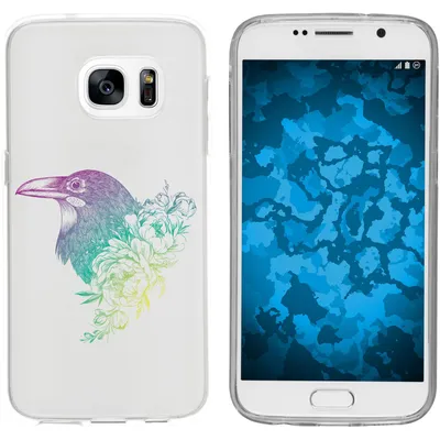 Produktbild von PhoneNatic Case kompatibel mit Samsung Galaxy S7 Silikon-Hülle Floral Rabe M4-4