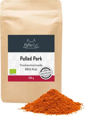 Produktbild von Pfefferdieb - Pulled Pork - Premium Grillgewürz, BBQ Rub, BIO, 250g