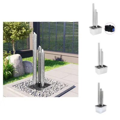 Image de vidaXL Fontaine de jardin argentée, 48x34x123 cm, en acier inoxydable - Fontaines et cascades