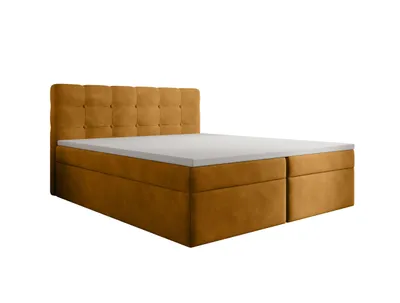 Produktbild von Kontinentalbett 140x200 cm AVENTO, Matratze und Topper, Boxspringbett Doppelbett Polsterbett mit Stauraum, Gepolstertes Kopfteil
