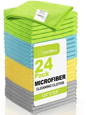 Produktbild von Mikrofasertücher 24 Stück 32 x 32 cm 4 Farben Wiederverwendbar Putzlappen