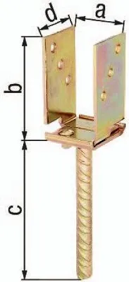 Image de Support de poteau en U ETA-10/0210 71 - 131x110x200x70mm galvanisé à chaud