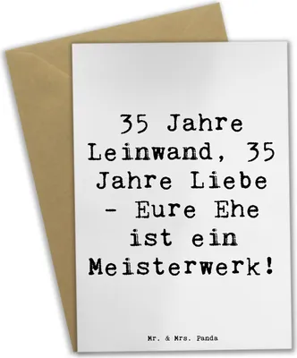 Produktbild von Mr. & Mrs. Panda Grußkarte Spruch 35. Hochzeitstag Leinwandhochzeit - Weiß - Geschenk, besondere Geschenke, Heiraten, Heirat, neujahrskarte, weihnachtskarten, osterkarten