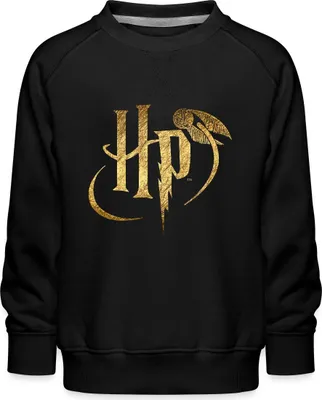 Produktbild von Spreadshirt Harry Potter HP Logo Kinder Premium Pullover, 110/116 (5-6 Jahre), Schwarz