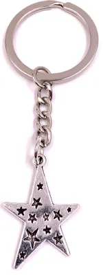 Produktbild von Onwomania Schlüsselanhänger Stern mit Sternen Silber Metall Anhänger Charm