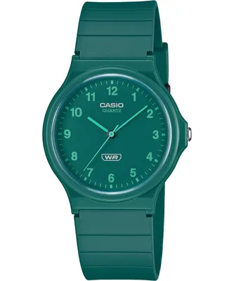 A green Casio watch is shown against a white background.