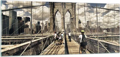 Produktbild von Bilder auf glas - Amerika brooklyn brücke bau - 100x40cm - Glasbilder - Wandbilder - Kunstdruck - zum Aufhängen bereit - Wanddekoration aus Glas - Glas Bilder - Wandbild auf Glas - GAB100x40-2497
