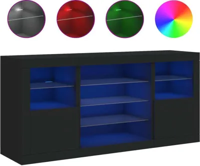 Produktbild von Sideboard mit LED-Leuchten Schwarz 142,5x37x67 cm