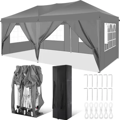 Produktbild von Pavillon, wasserdichtes Material, höhenverstellbar, Grau, 3x6M