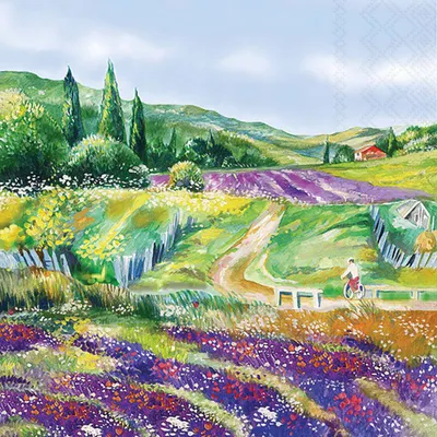 Produktbild von Servietten 33x33 cm Lavender landscape - Lavendel Landschaft