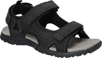 Produktbild von AMERICAN CLUB RL163 Solide Herrensandalen, Innensohle aus echtem Leder, Sandalen mit Klettverschluss, Schwarz 43