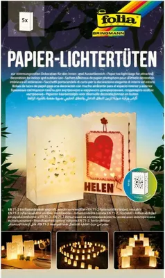 Produktbild von folia Lichtertüte "Herzen" klein aus Papier weiß 5 Stück