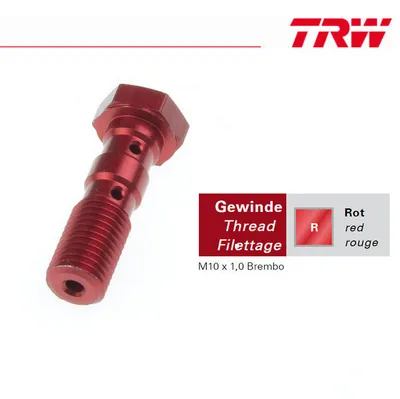 Produktbild von Doppelhohlschraube M10x1,0 Brembo / Rot / Alu