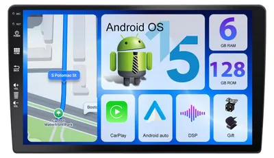 Obrázok produktu pre 9-palcové autorádio s IPS displejom, GPS navigáciou, 6 GB RAM a 128 GB úložiskom, s podporou DAB, WiFi a Bluetooth 5.0