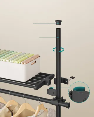 Obrázek produktu pro SONGMICS Stropní věšák na kabáty, třípatrový, nastavitelný, s madlem, 1 řada