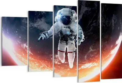 Produktbild von Bild auf Leinwand - Leinwandbild - Kosmonaut Weltraum - 150x100cm - Wand Bild - Wanddeko - Leinwanddruck - Bilder - Kunstdruck - Wanddekoration - Leinwand bilder - Wandkunst - EG150x100-3500