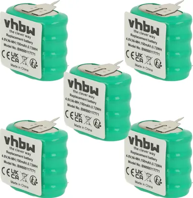 Produktbild von vhbw 5x NiMH Ersatz Knopfzellen-Akku (150 mAh, 4,8 V, NiMH)