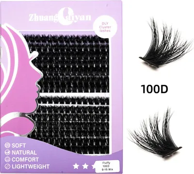 Produktbild von INF DIY 100D Fluffy Falsche Wimpern, D-Curl, Künstliche Wimpern für Natürlichen Look