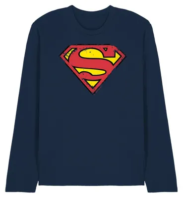Image de Superman - T-shirt manches longues, modèle unie, pour hommes et femmes, référence TV41232 (Taille M), couleur marine