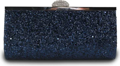 Produktbild von Dunkelblau Damen Clutch Glitzer Elegant Abendtasche Glänzend Handtasche Envelope Tasche Strass Unterarmtasche mit Kette für Hochzeit Wedding Prom Party, 23cm x 12cm x 4cm