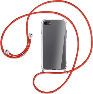 Produktbild von Handykette Backcover-Schutzhülle mit Band (Metall silberfarben) für Apple iPhone 7, iPhone 8 - rot