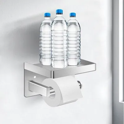Productafbeelding van Famanu toiletrolhouder met opbergruimte - roestvrij staal, wandmontage, zilverkleurig