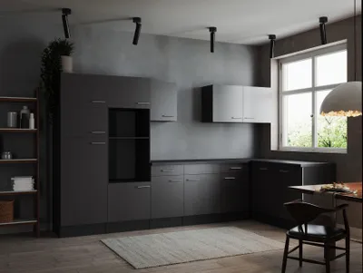 Produktbild von L Küche Leerblock Winkelküche Grau Matt Grau Oliver 340 x 172 cm Respekta
