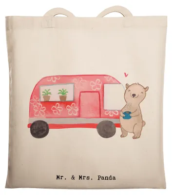 Produktbild von Mr. & Mrs. Panda Beutel Bär Camper - Transparent - Geschenk, Tragetasche, canvas tasche, Campingplatz, Stoffbeutel, Urlaub, Shopping, Zelten, Wohnmobil, Roadtrip