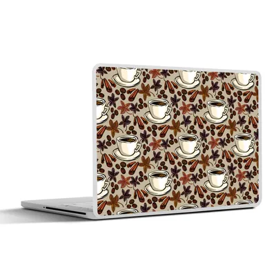 Produktbild von MuchoWow® Laptop Aufkleber Sticker Cover Kaffee - Zimt - Muster 30x22 cm - Laptop-Sticker