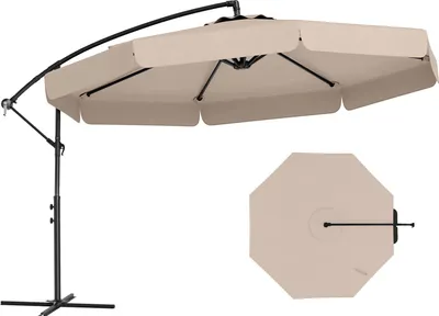 Produktbild von KOMFOTTEU Sonnenschirm Φ305 cm, Ampelschirm verstellbar von 0 bis 35°, Gartenschirm faltbar mit Kreuzbasis & Kurbel, für Balkon, Terrasse, Pool