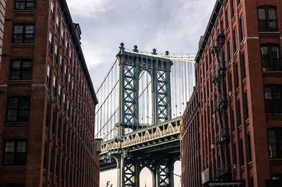 Produktbild von Muralo Fototapete Architektur 225 (B) x 150 (H) cm Vliestapete Wand Tapete New York Brücke Himmel Wohnzimmer Schlafzimmer moderne Wandbild Abstraktion Wand Dekoration