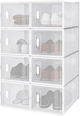 Zdjęcie produktu dla Przezroczyste pudełka na buty – 8 sztuk – z możliwością układania w stosy