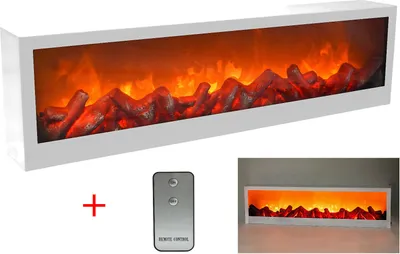 Produktbild von LED Wandkamin Tischkamin Elektrokamin mit realistischer Flammensimulation Kaminfeuer Feuersimulation weiß inkl. Fernbedienung 60x20cm