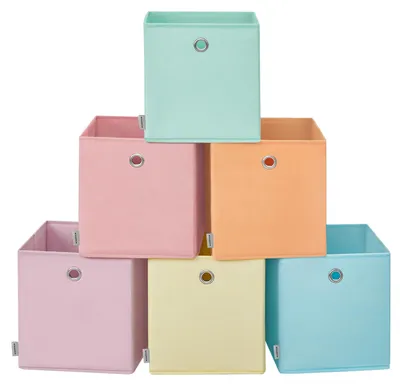 Aufbewahrungsboxen, Set mit 6 Stoffboxen, 26 x 26 x 28 cm