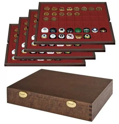 Produktbild von Lindner 2494-6 Echtholzkassette CARUS (für Münzen bis 30 mm Ø)