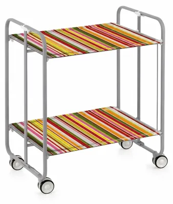 Immagine prodotto di DON HIERRO - Carrello di servizio pieghevole BAUHAUS con rotelle - struttura in metallo grigio, 2 livelli, 4 posizioni